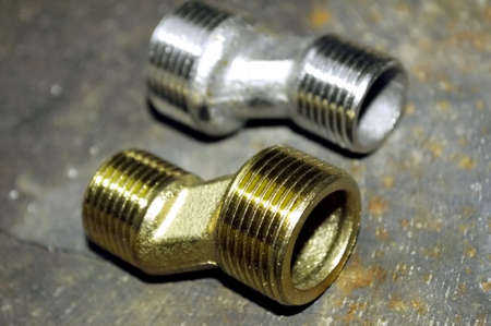 white and yellow adapter-plumbing partの写真素材