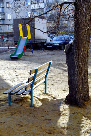 bench in the playgroundのeditorial素材