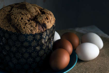 Easter cake on plates with eggs 2