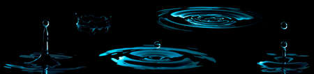 various options of a drop falling on the surface of water in graphic formの写真素材