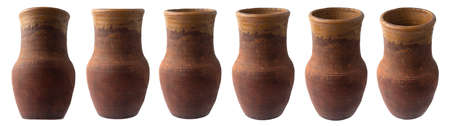 old Slavic earthenware pot with soft light in different angles from the sideの写真素材