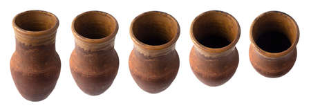 old Slavic earthenware pot with soft light in different angles from the topの写真素材