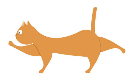 Funny cat does stretching after lying down for a long time.のイラスト素材