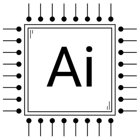 Hand drawn computer processor. Artificial intelligence. Microchip for computingのイラスト素材