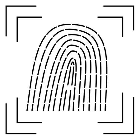 Hand drawn image fingerprint scanning. Vector illustrationのイラスト素材