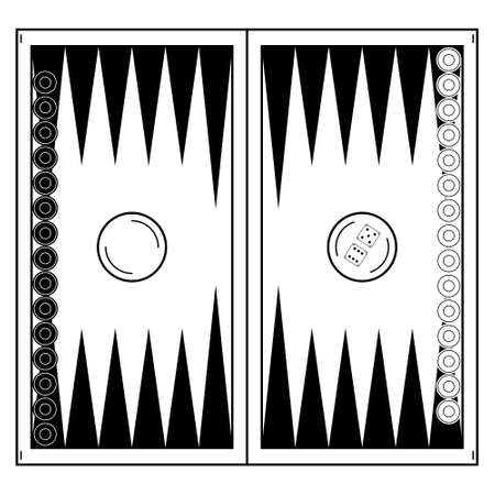 Hand drawn backgammon. Board game common in the east. Vector illustrationのイラスト素材