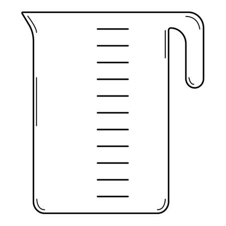 Hand drawn kitchen measuring cup. Tool for measuring the volume of ingredients. Doodle style. Vectorのイラスト素材
