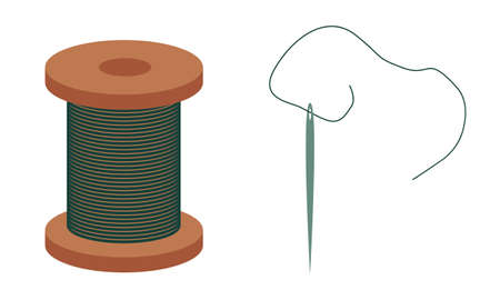 Spool of thread and a sewing needle. Tools for sewing clothes and embroidery. Hobby and craft items....