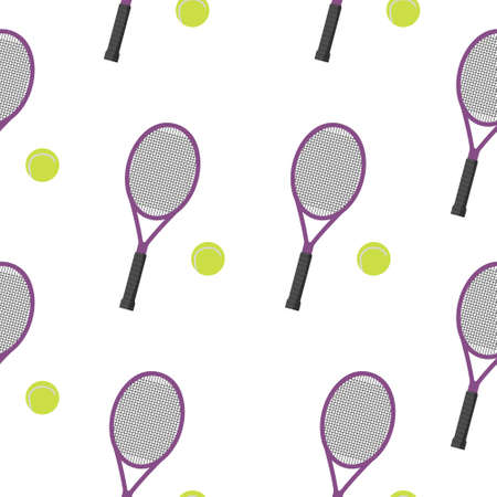 Seamless pattern with tennis racket and ball. Sports elements.のイラスト素材