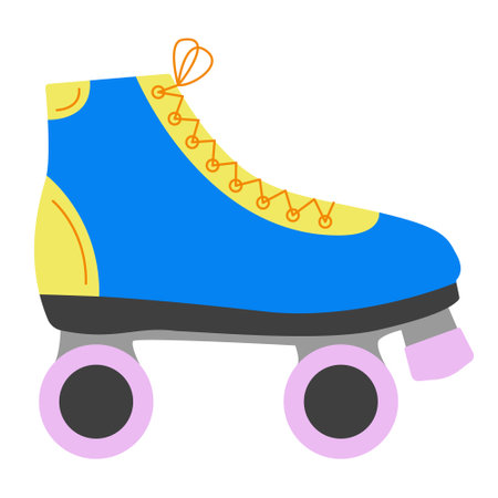 Roller skates. Attribute of the 80s, 90s. Nostalgic object. Flat style. Vector.のイラスト素材