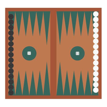 Long backgammon. A board game for two people. A game for entertainment and recreation. Flat style. Vector.のイラスト素材