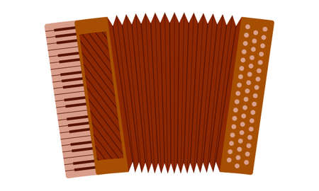 Piano accordion isolated on a white background. Musical instrument, hand harmonica. Flat style. Vector.のイラスト素材