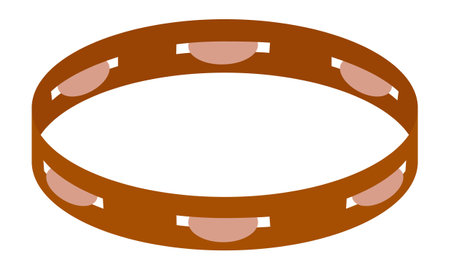 Tambourine isolated on a white background. A musical instrument that rings when shaken. Flat style. Vector.のイラスト素材