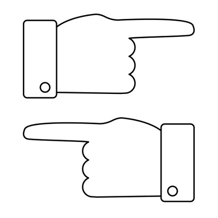 Wayfinding. Hand pointing the direction. Outline. Vector.のイラスト素材