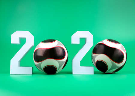 2020 number made of two balls and paper white twosの写真素材