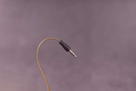 3.5 curved minijack, black, with brown wire, single-channelの写真素材