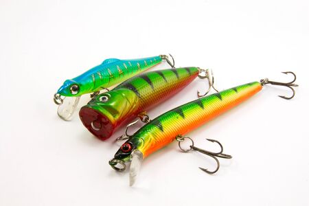 Spinning bait for fishing on white backgroundの写真素材