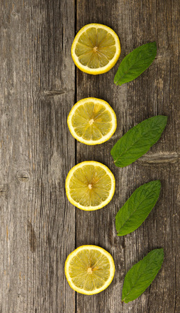 Lemon and mint leavesの写真素材