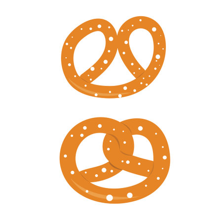 two pieces of brezel snack for beer on white backgroundのイラスト素材