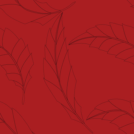 Red feathers on a red background seamless patternのイラスト素材