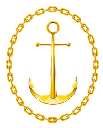 anchor with chain as frame vector illustration isolated on white backgroundのイラスト素材