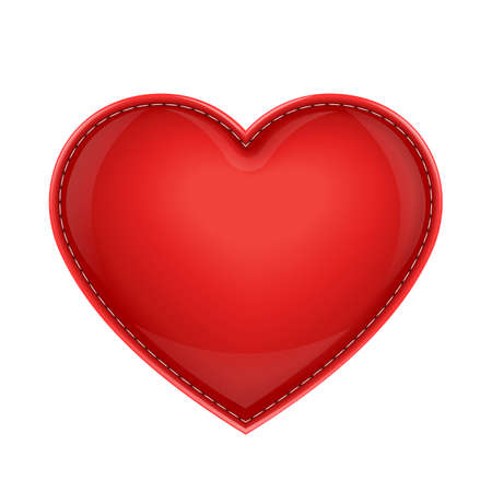 red leather pillow as heart vector illustration isolated on white background. Transparent objects used for shadows and lights drawingのイラスト素材