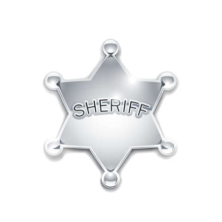sheriff's metallic badge as star vector illustration isolated on white background EPS10. Transparent objects and opacity masks used for shadows and lights drawingのイラスト素材