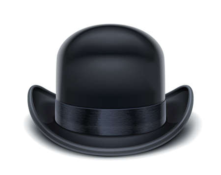 bowler hat vector illustration isolated on white background. Transparent objects and opacity masks used for shadows and lights drawingのイラスト素材