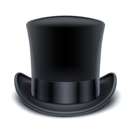 black top hat illustration isolated on white background EPS10. Transparent objects and opacity masks used for shadows and lights drawingのイラスト素材