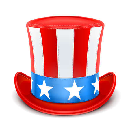usa top hat for independence day vector illustration isolated on white background EPS10. Transparent objects and opacity masks used for shadows and lights drawingのイラスト素材