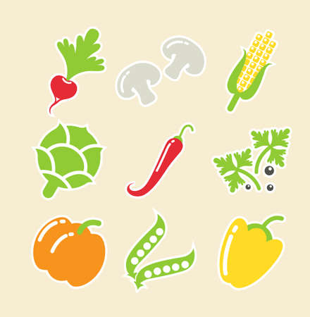 vegetables set of iconsのイラスト素材