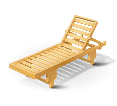 wooden beach bed vector illustration isolated on white background EPS10. Transparent objects and opacity masks used for shadows and lights drawingのイラスト素材