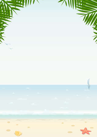 sea and beach vector illustrationのイラスト素材