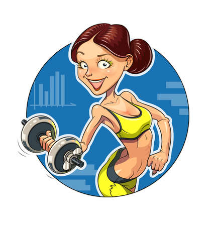 Fitness. Sporting girl with dumbbells. のイラスト素材