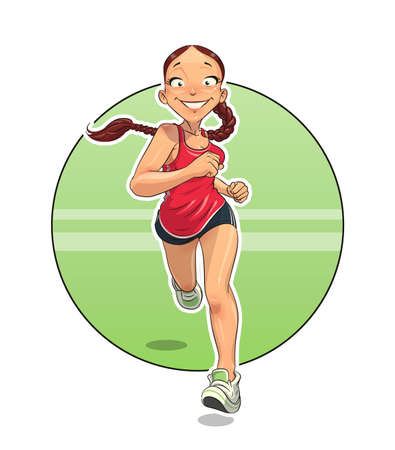 Sport. Running girl. Isolated on white backgroundのイラスト素材