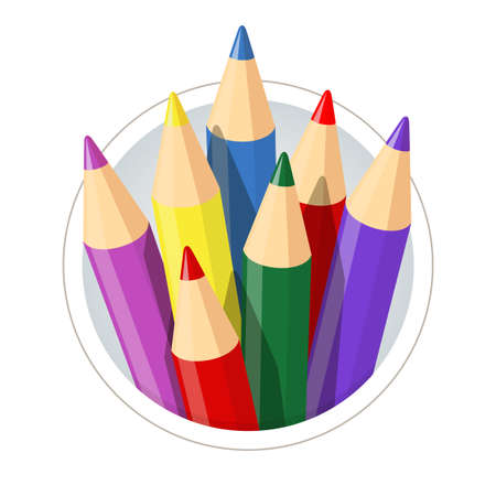 Set of colour pencils for drawing. Eps10 vector illustration. Isolated on white backgroundのイラスト素材