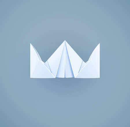 Paper royal crown. Handicraft toy. Handmade decoration. Vector illustration, eps10のイラスト素材