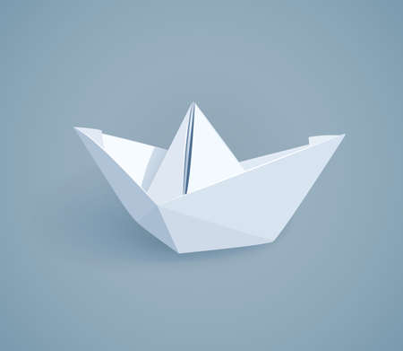Paper origami ship. Handmade toy. Newspaper boat. vector illustration, eps10のイラスト素材