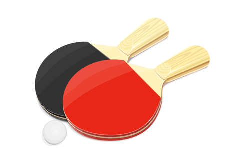 Table tennis racket and ball. Ping-pong sport game. Sports equipment. Vector illustration, eps10 isolated white backgroundのイラスト素材