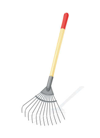 Garden rake Agriculture tool. Ground Cultivator. Housekeeping equipment. Isolated white background. vector illustration.のイラスト素材