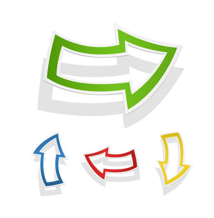 Coloured arrows pointers showing direction. Cursor up, down. Paper cutting cursor.のイラスト素材