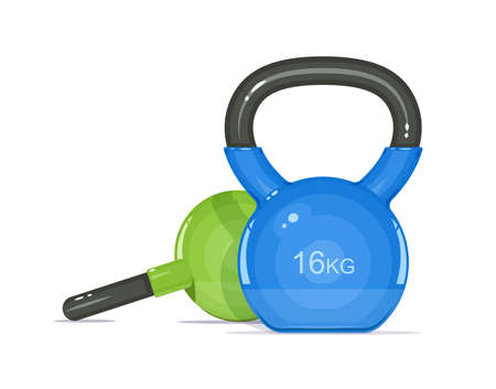 Kettlebells. Equipment for fitness. Sport inventory. Isolated white background. Eps10 vector illustration.のイラスト素材