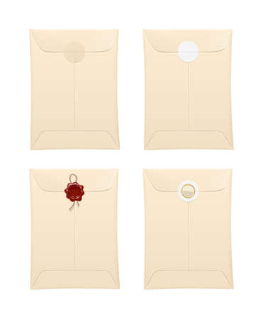 Paper envelope with protection stamp and sticker.のイラスト素材