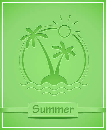 Palm at tropical island. Summer holiday symbol. Isolated white background. Eps10 vector illustration.のイラスト素材