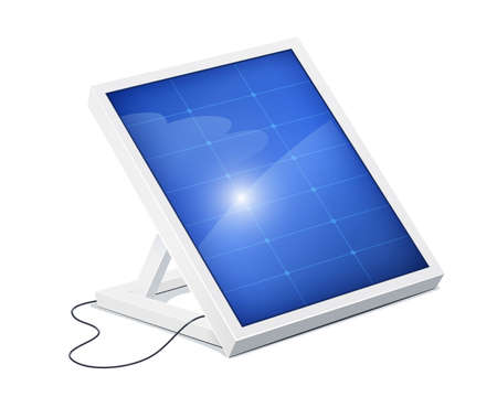 Solar panel for alternative energy. Eco system. Isolated white background. Sun Technology. Green Electricity. Innovation technologies. Energy saving device. EPS10 vector illustration.のイラスト素材