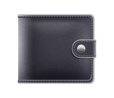 Black purse for money male accessory, isolated white background.のイラスト素材