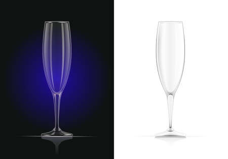 Champagne glass. Wines glassware in dark and white background. Drink list. Alcohol beverage. EPS10 vector illustration.のイラスト素材