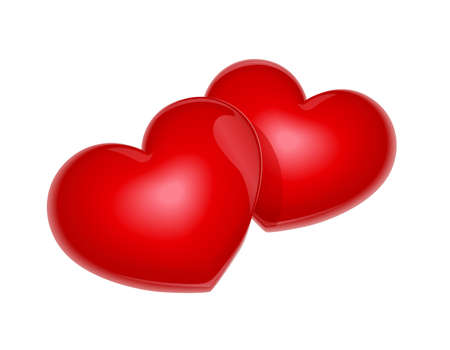 Two Red heart. Symbol for Valentines day. Holiday greeting. Love tradition. Isolated white background. EPS10 vector illustration.のイラスト素材