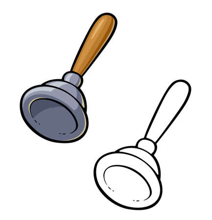 Plunger for Clean Toilet Bowl Sanitary Instrument, Isolated on White Background, Toilet Cleaning, Plumbing Service. Plumbing Toilet leakage or clogging, Plumber Repair Tools. . Eps10 vector illustration.のイラスト素材