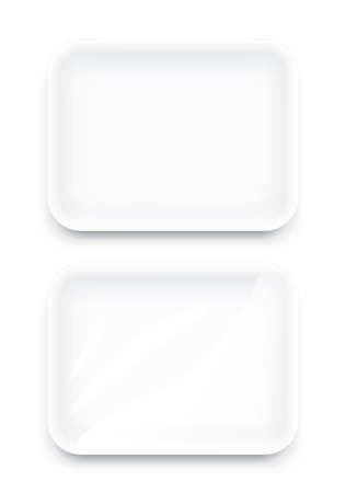 White plastic disposable packing for food. Mock-up design, Isolated on white background.のイラスト素材
